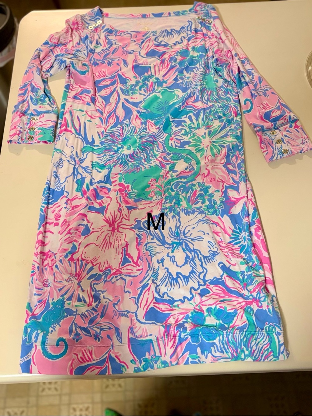 Lilly Pulitzer Pink Blue Green Floral Shift Dress
